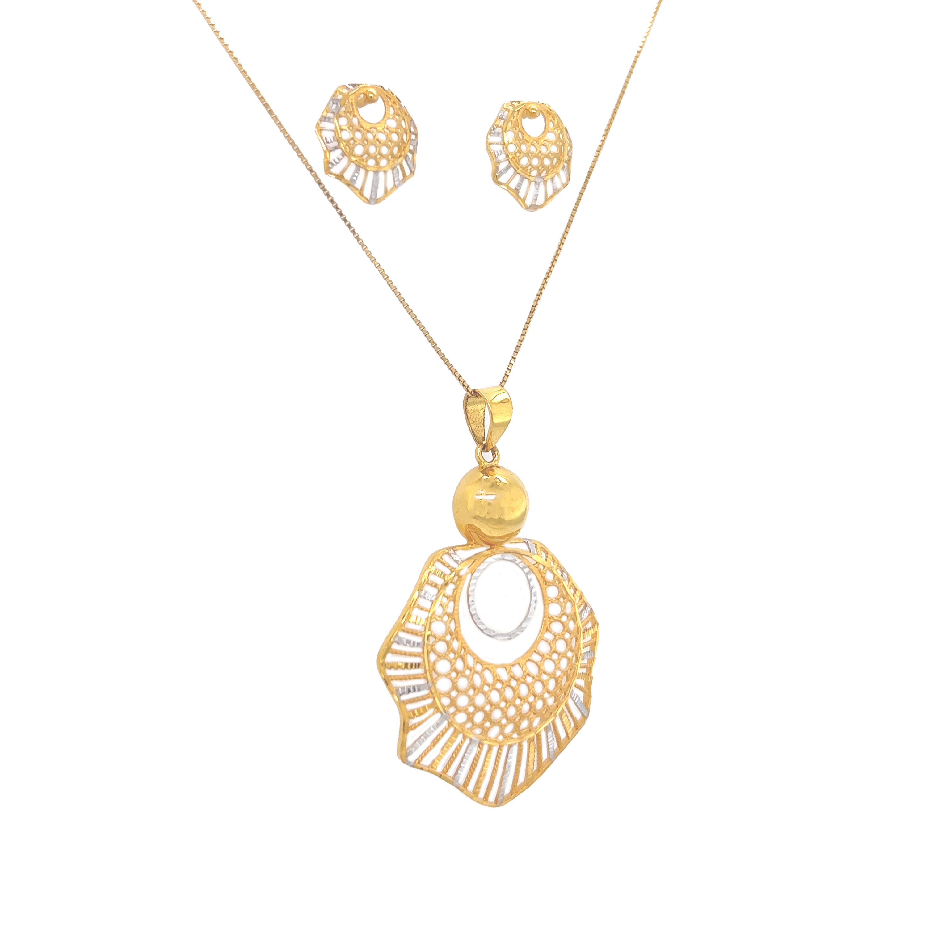 Radiant Gold Pendant And Earrings Set
