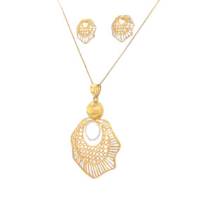 Radiant Gold Pendant And Earrings Set