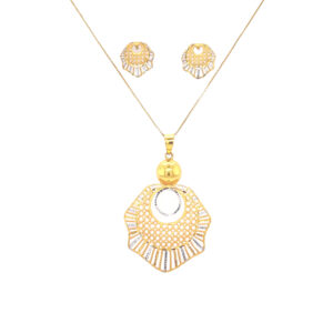 Radiant Gold Pendant And Earrings Set