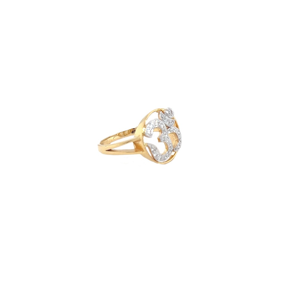 18k gold diamond om religious ring