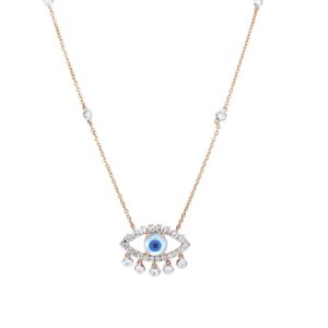 18k gold diamond evil eye pendant