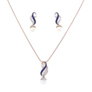 18k gold pearl diamond pendant set