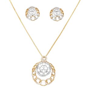 18k gold diamond round pendant set