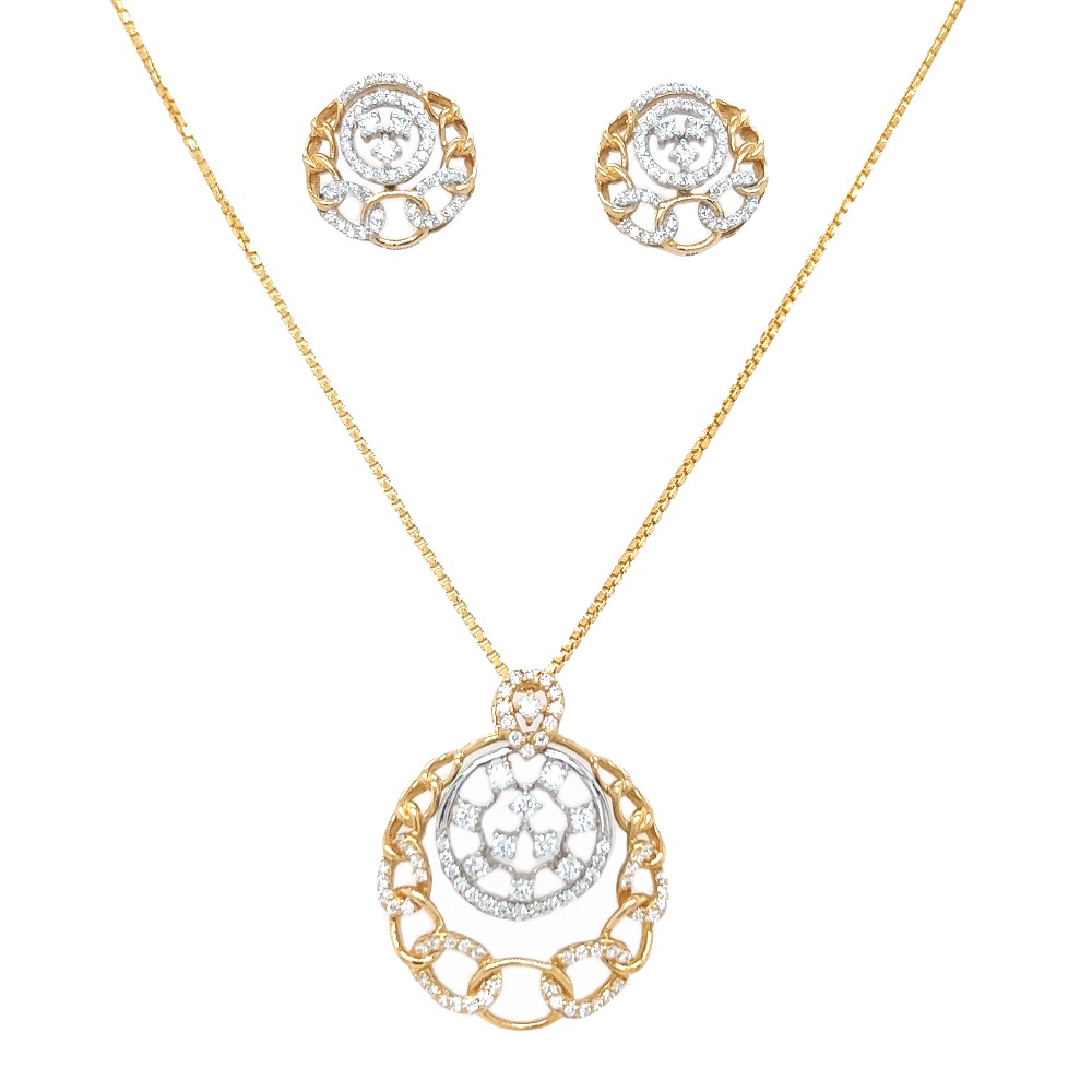 18k gold diamond round pendant set