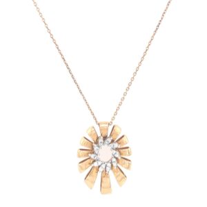18k gold diamond sunflower pendant set