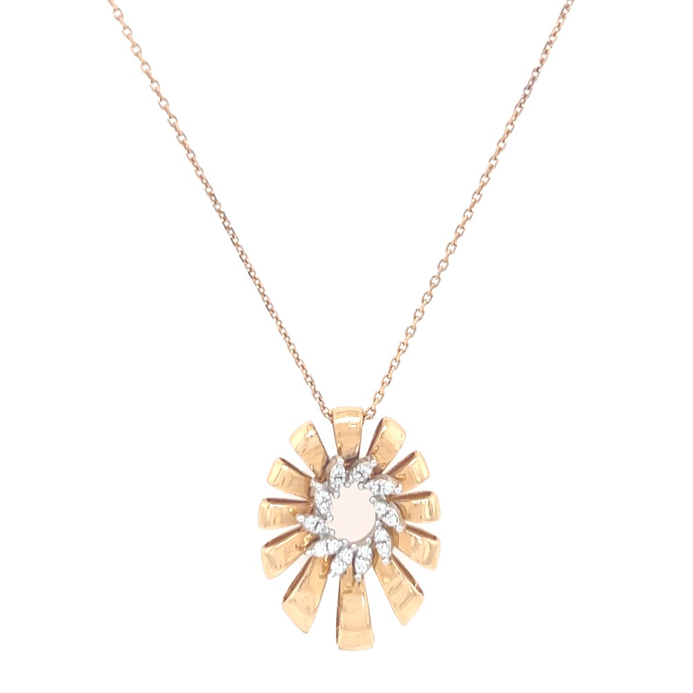 18k gold diamond sunflower pendant set