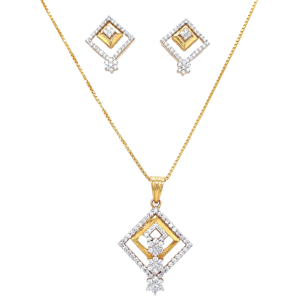 18k gold diamond pendant set