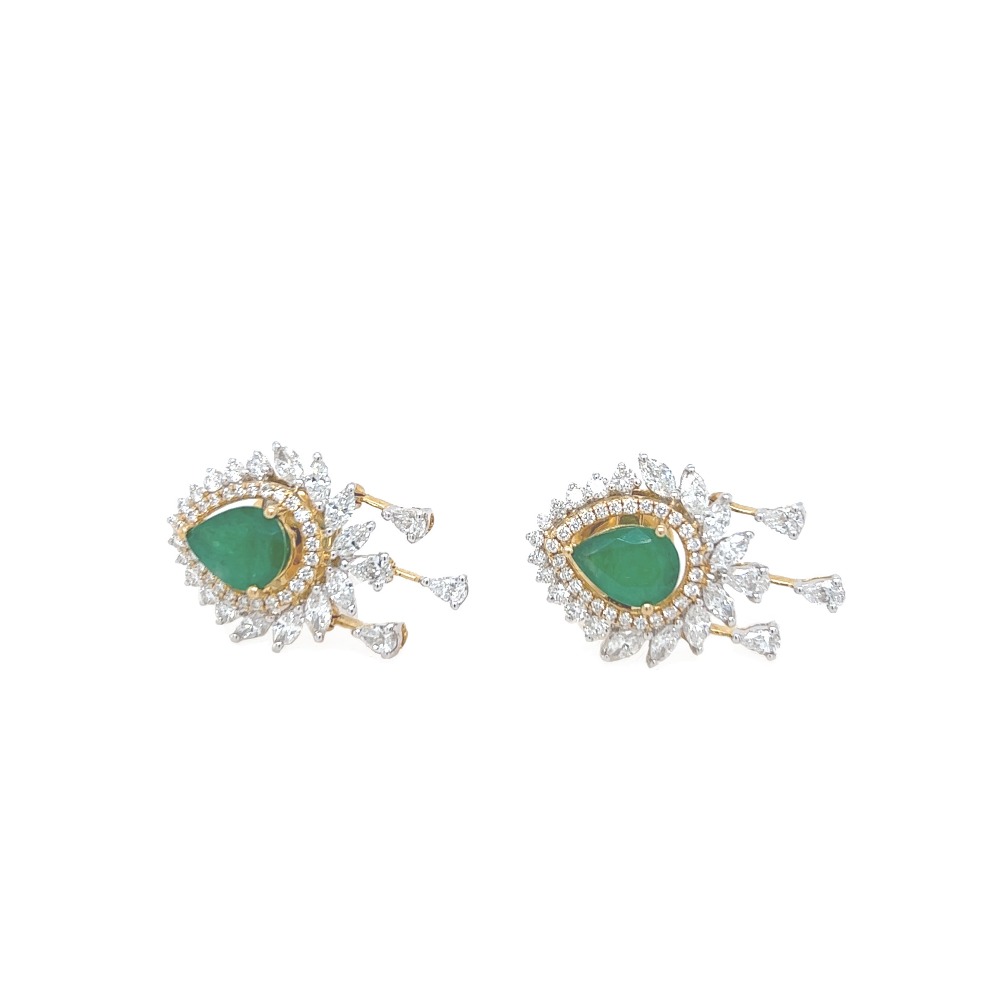 Contemporary Diamond Hoop Earrings For Party Wear
