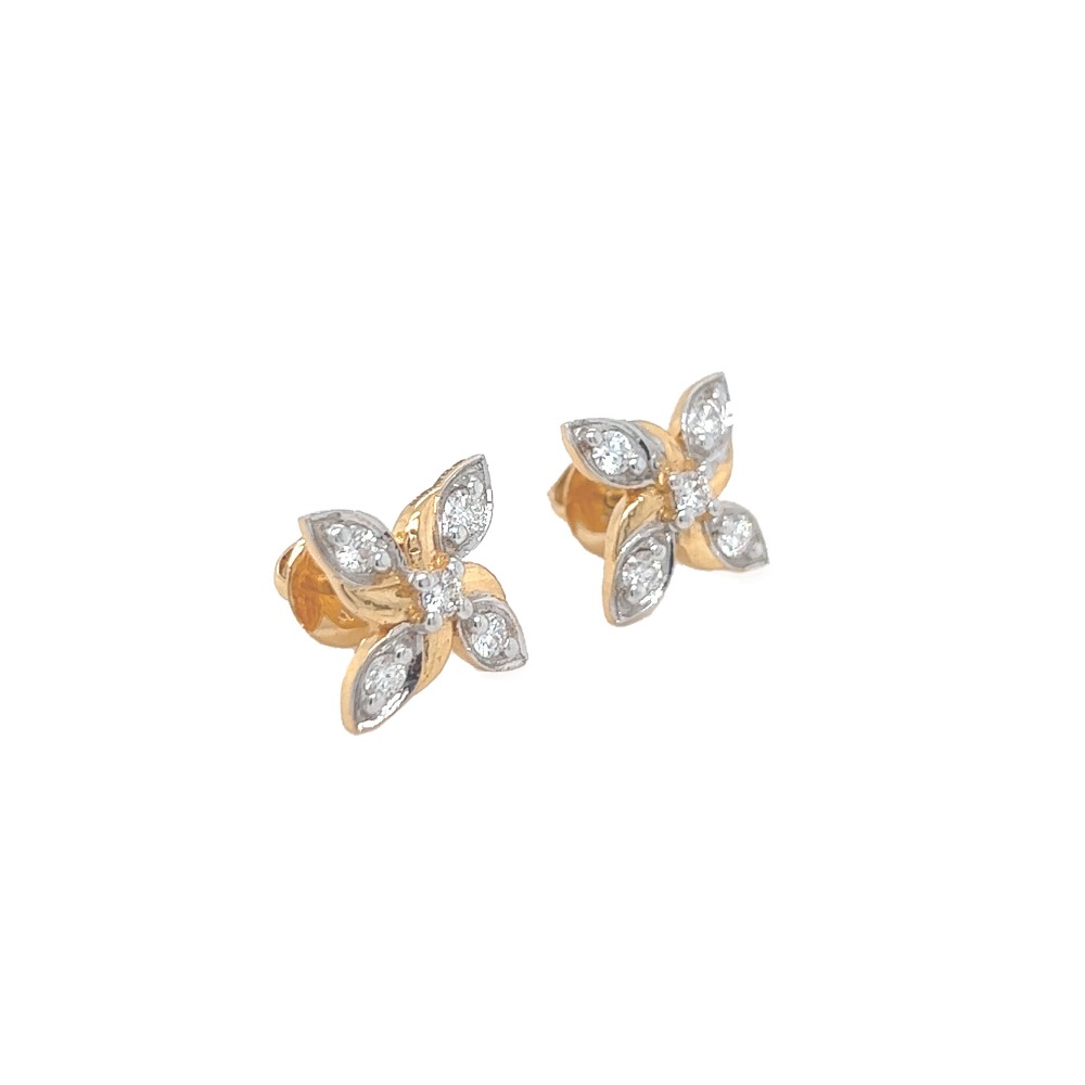 Dainty 18 Karat Yellow Gold And Diamond Earring