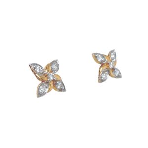 Dainty 18 Karat Yellow Gold And Diamond Earring