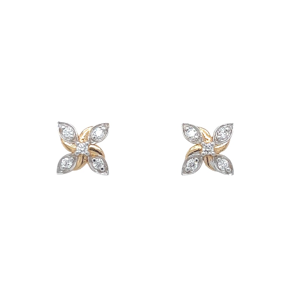 Dainty 18 Karat Yellow Gold And Diamond Earring