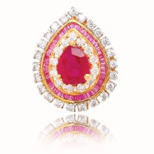 Gold ring with red stones