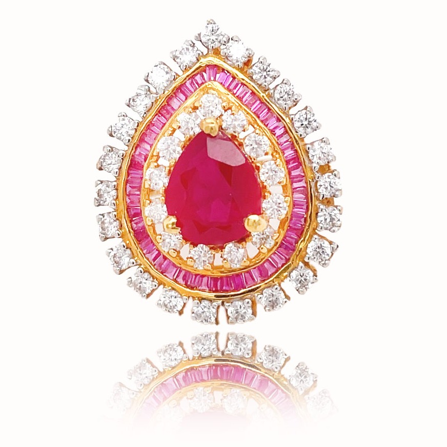 Gold ring with red stones
