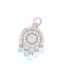 Blue stone diamond pendant