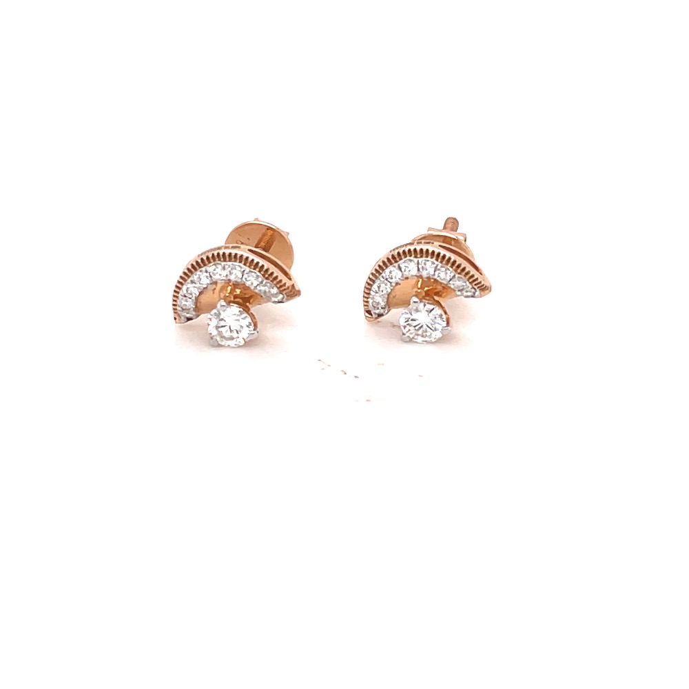 Half circle rose gold diamond earrings