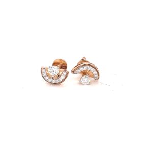 Half circle rose gold diamond earrings