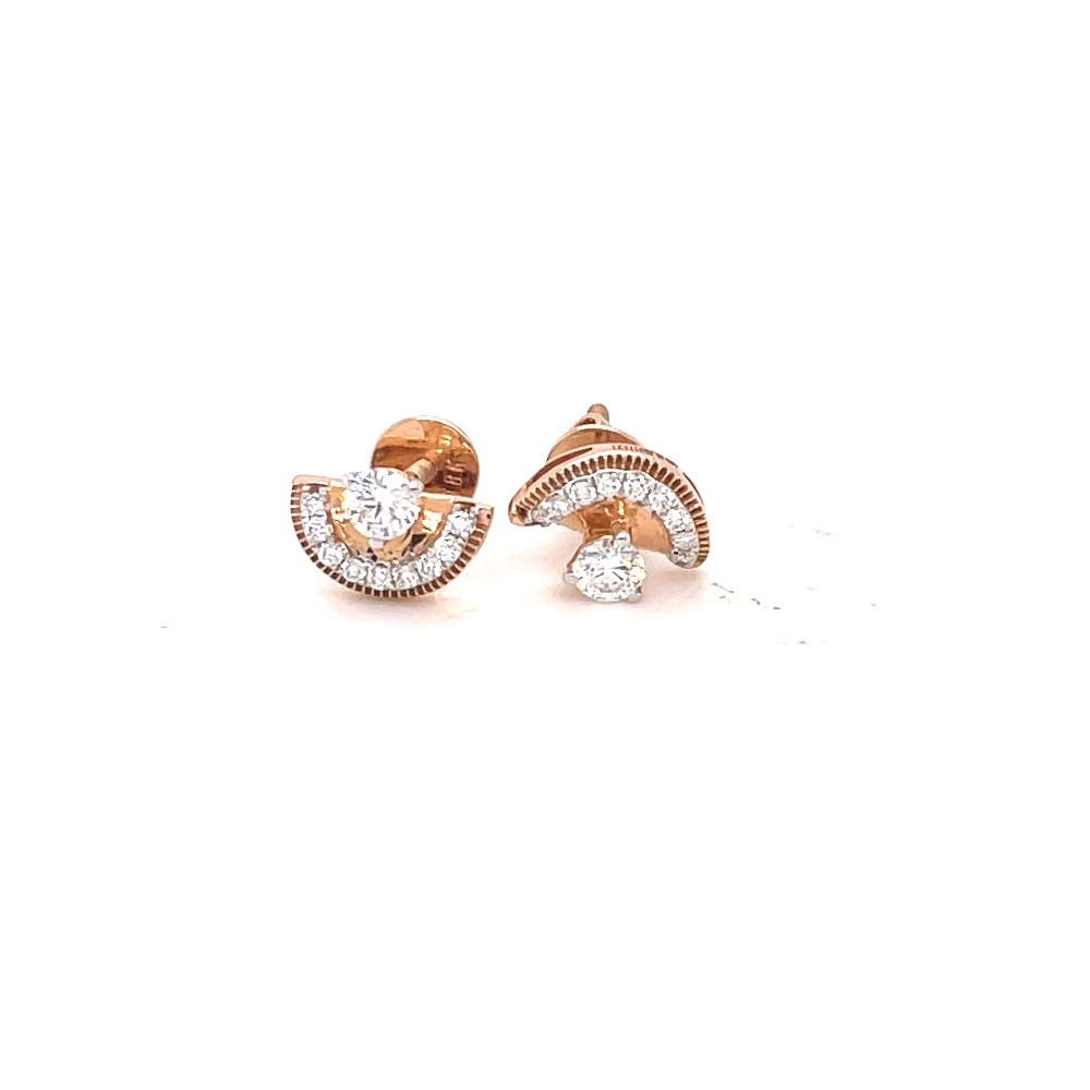 Half circle rose gold diamond earrings