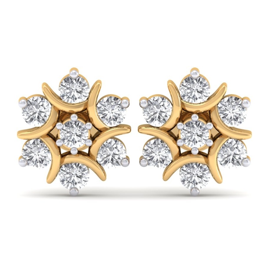 18K / 750 Classic Round Diamond Cluster Earring