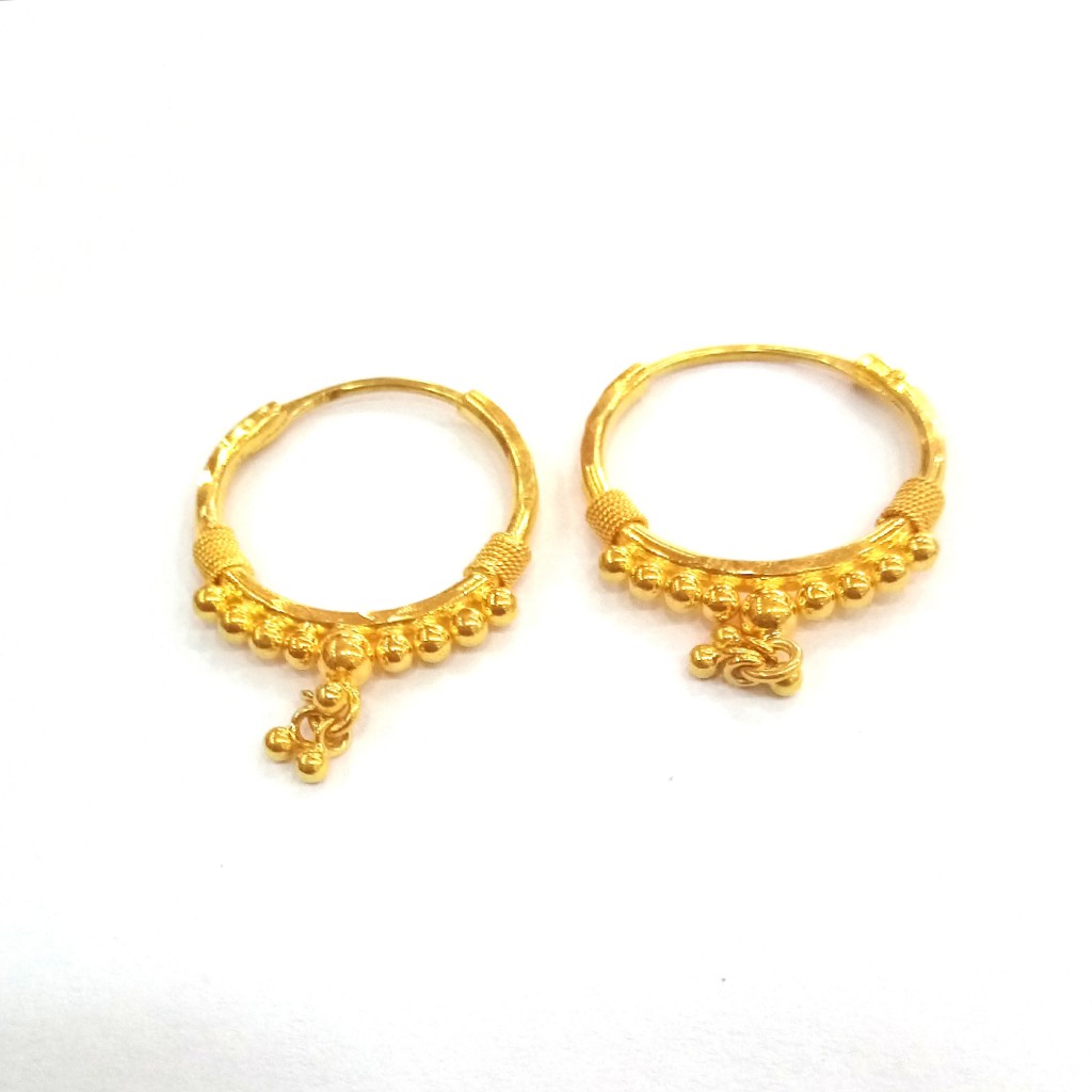 22k gold fancy diamond ladies bali