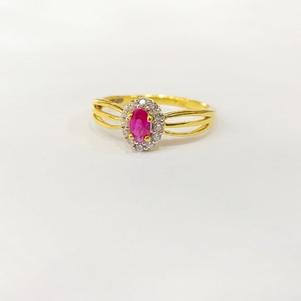916 HM CERTIFIED GOLD RED DIAMOND LADIES RING