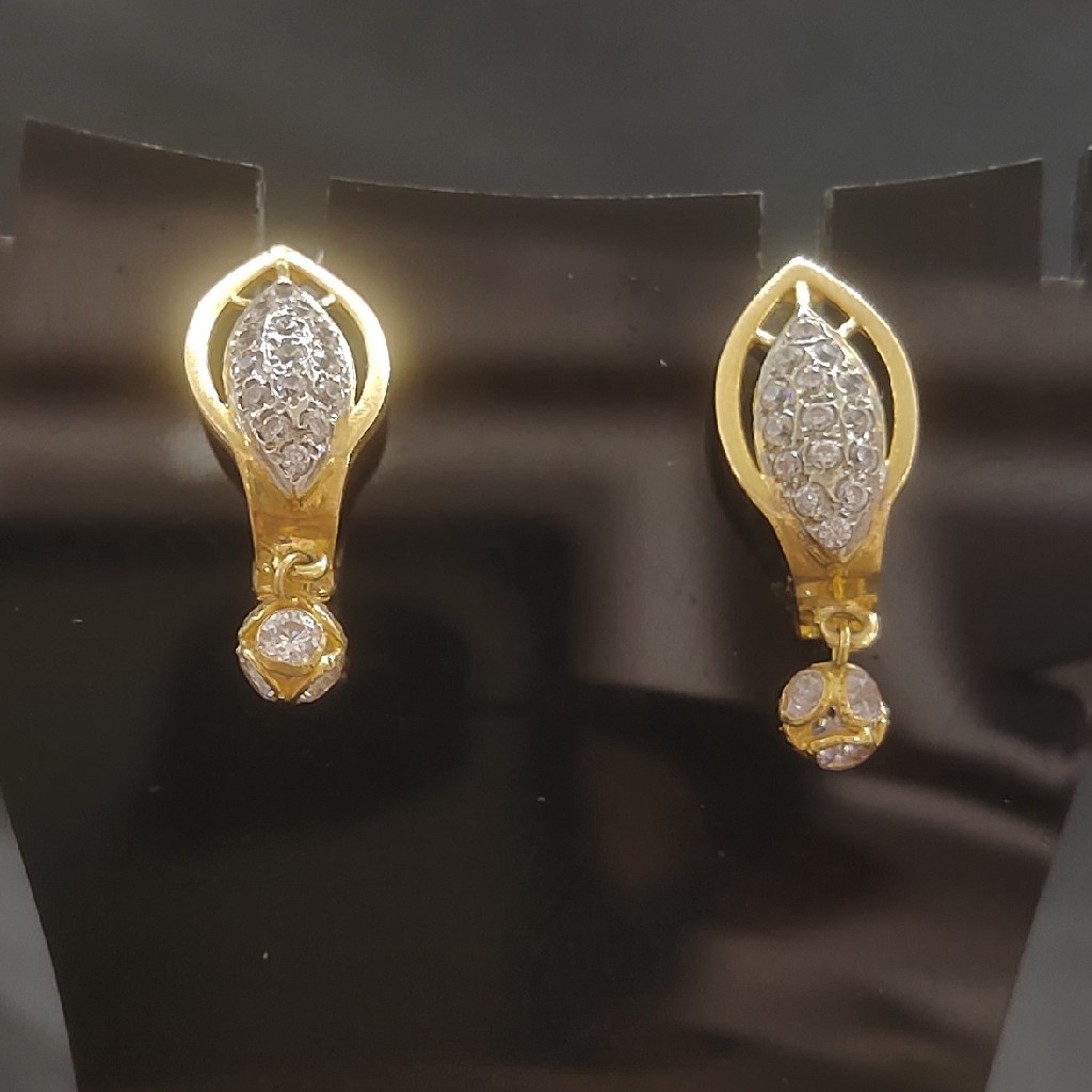 22KT Gold diamond J fancy Ladies Earrings
