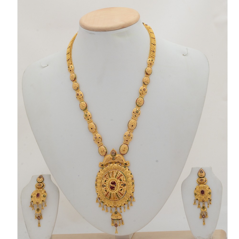 Indian Traditional Gold Antique Long Necklace Set