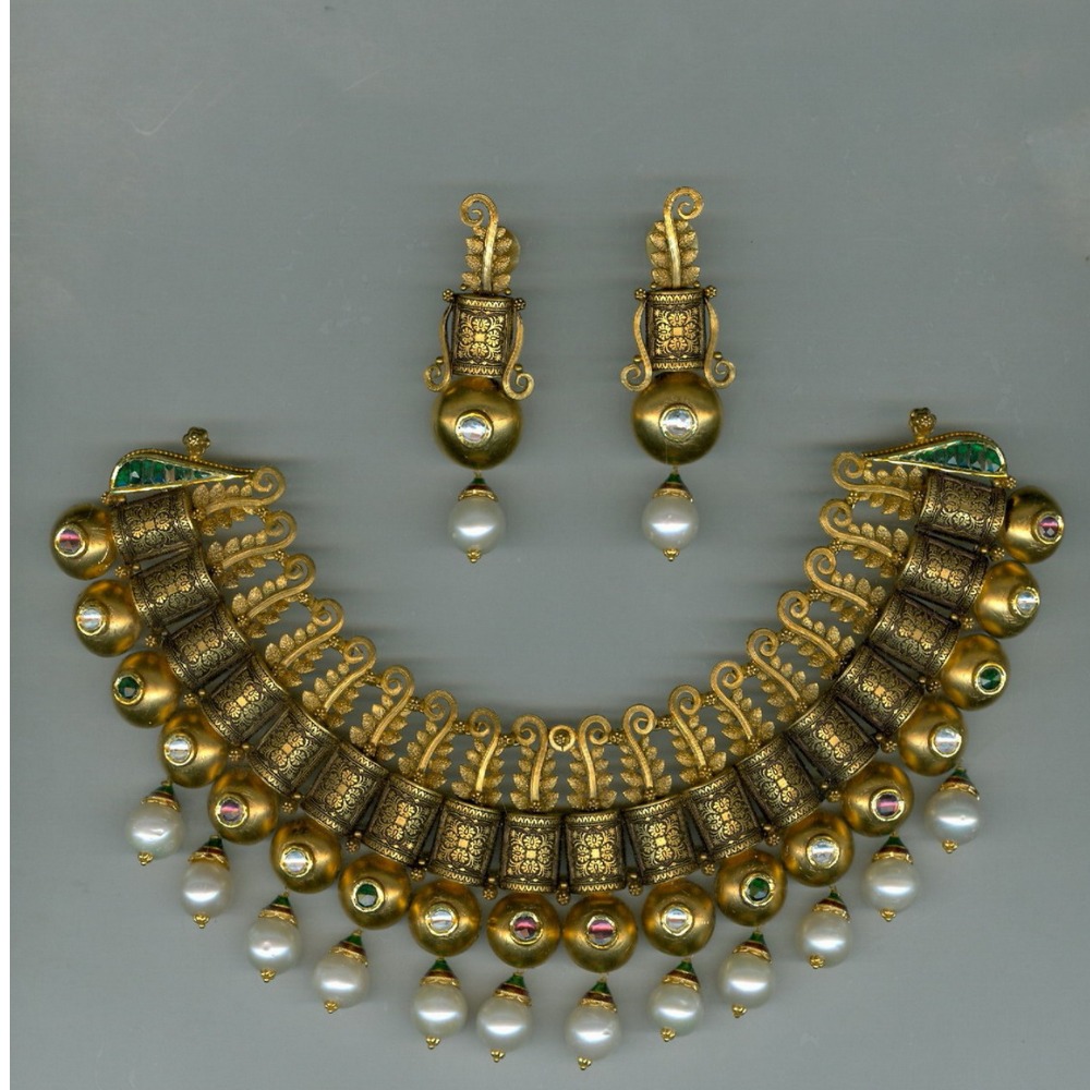22K Jadtar Toda Moti Collection Necklace Set ( Pieces )