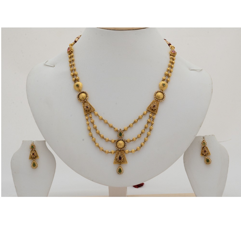 22KT Yellow Gold Ladies Designer Modern Necklace Set