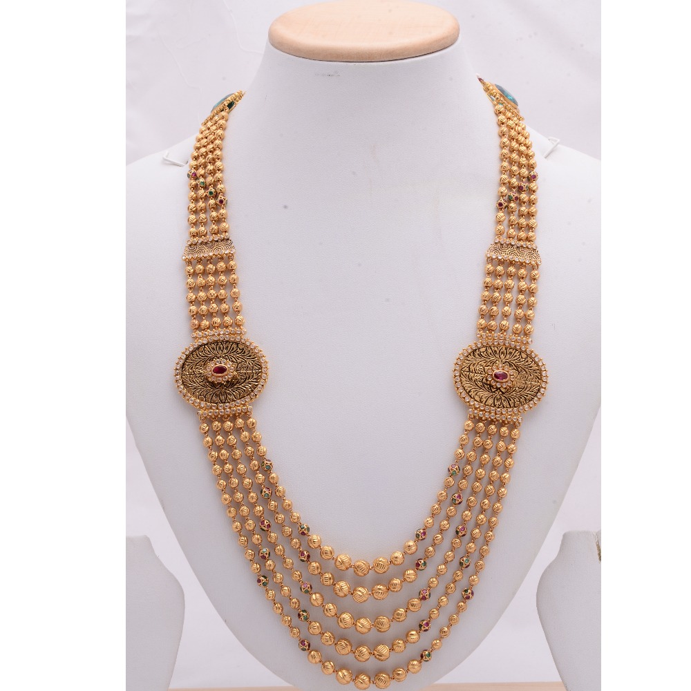 22KT Yellow Gold Vertical Stylish 5 line Modern Mala Pieces