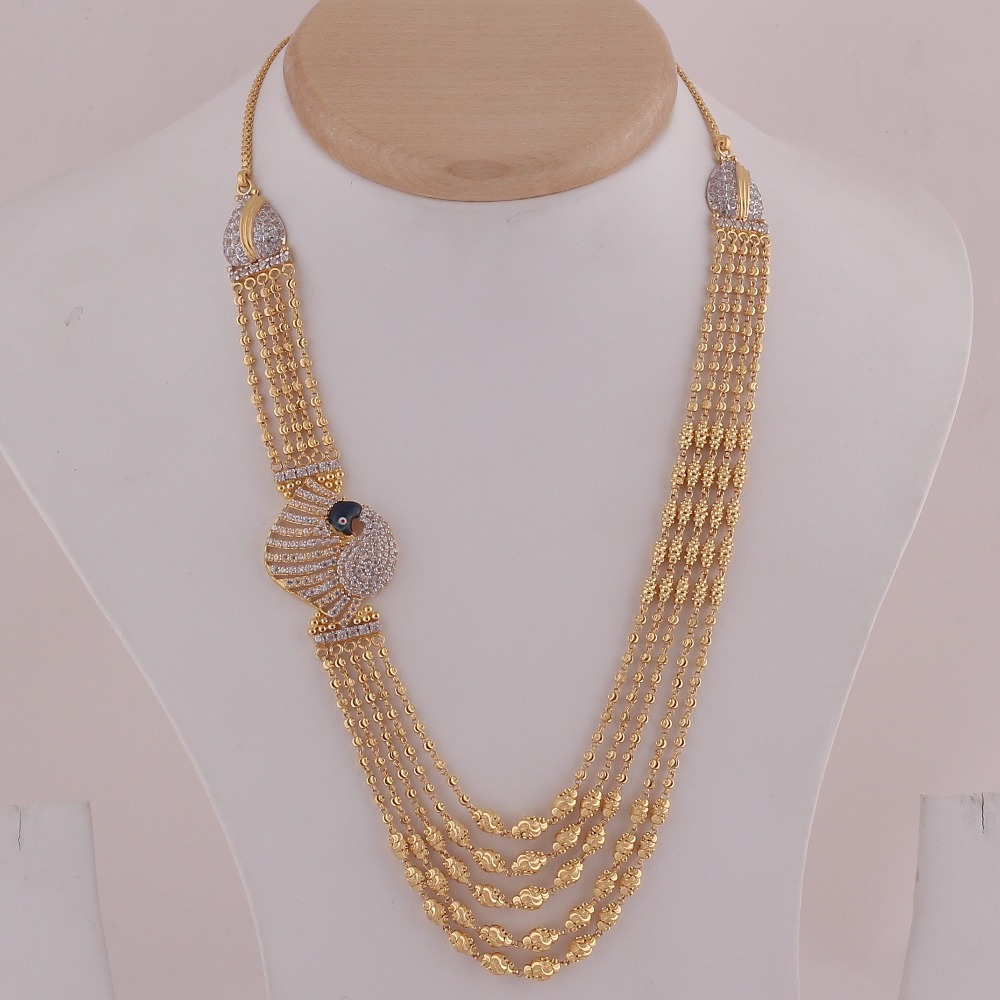 22KT 5 Line Gold Peacock Fancy Mala
