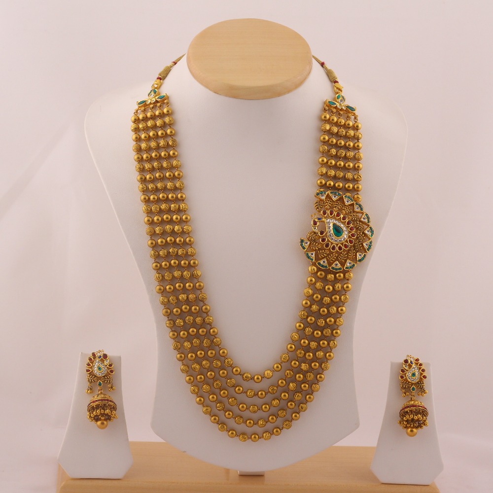 22KT Gold Ladies Indian Peacock Mala (5 Line)
