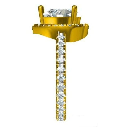 SILVER925  vVS1 Diamond LADIES Ring YELLOW GOLD PLATTED