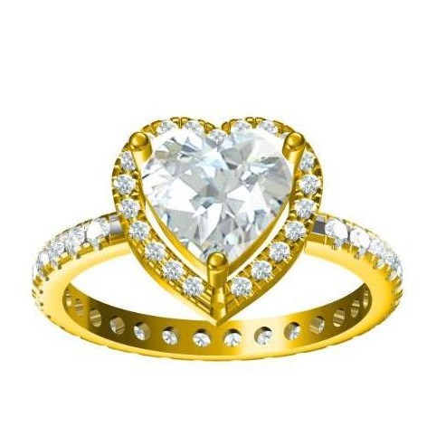SILVER925 vVS1 Diamond LADIES Ring YELLOW GOLD PLATTED