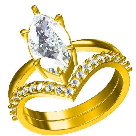 Marquise diamond Ring 18kt yellow gold