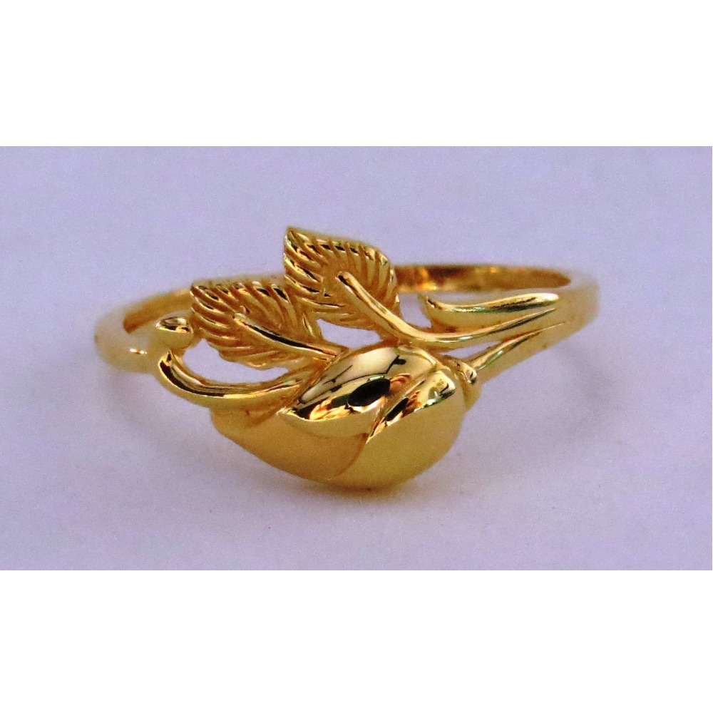 22kt gold plain casting feather ring for women