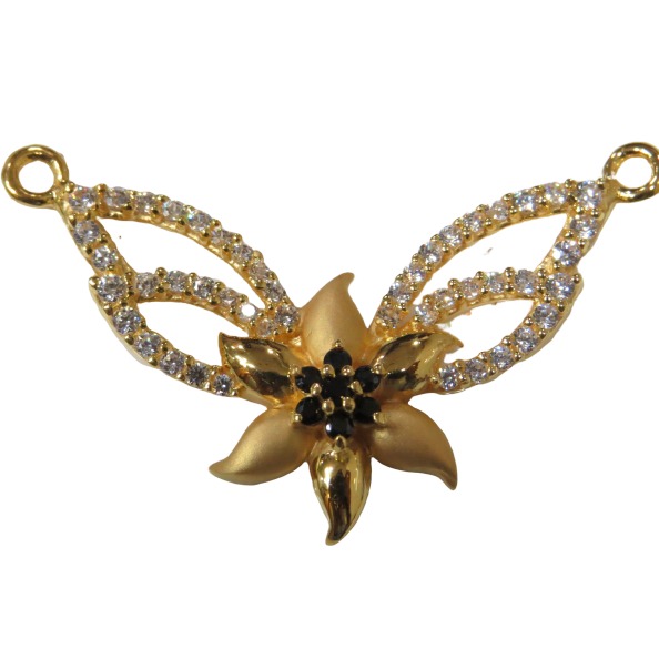 22kt gold cz casting double naka pendant