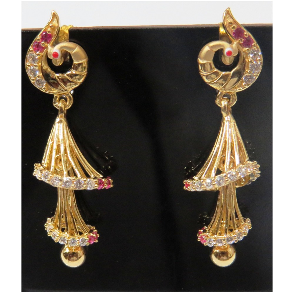 22kt gold cz casting 2 step earring jumkie