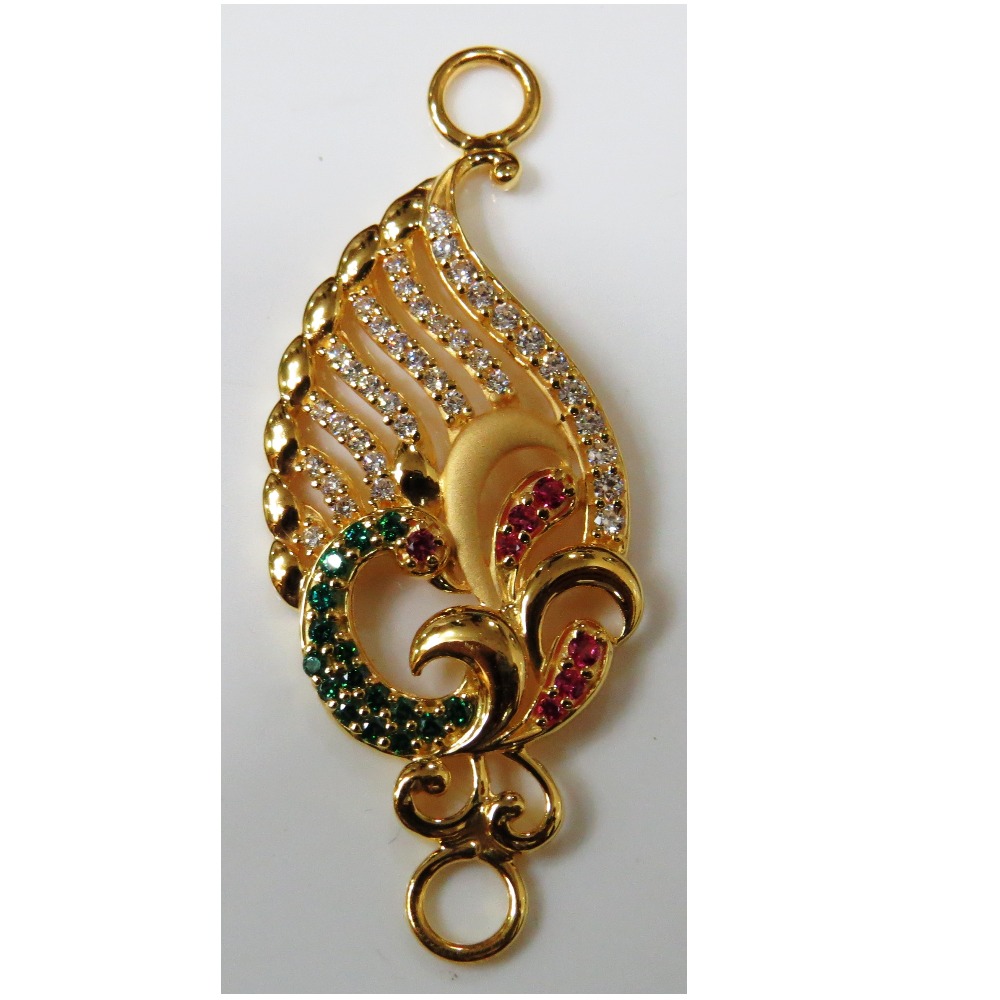 22kt gold CZ casting chain side peacock pendant(moguppu)