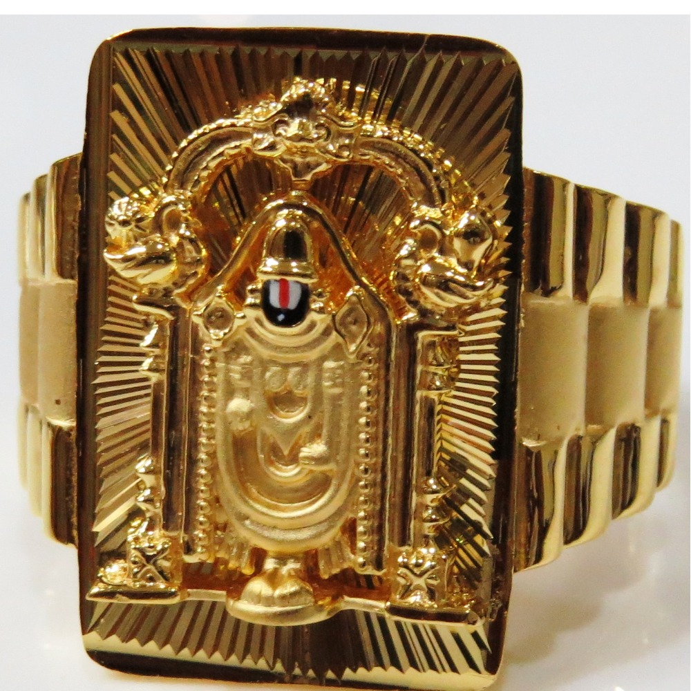 22kt gold plain casting lord balaji fitting classic gents ring