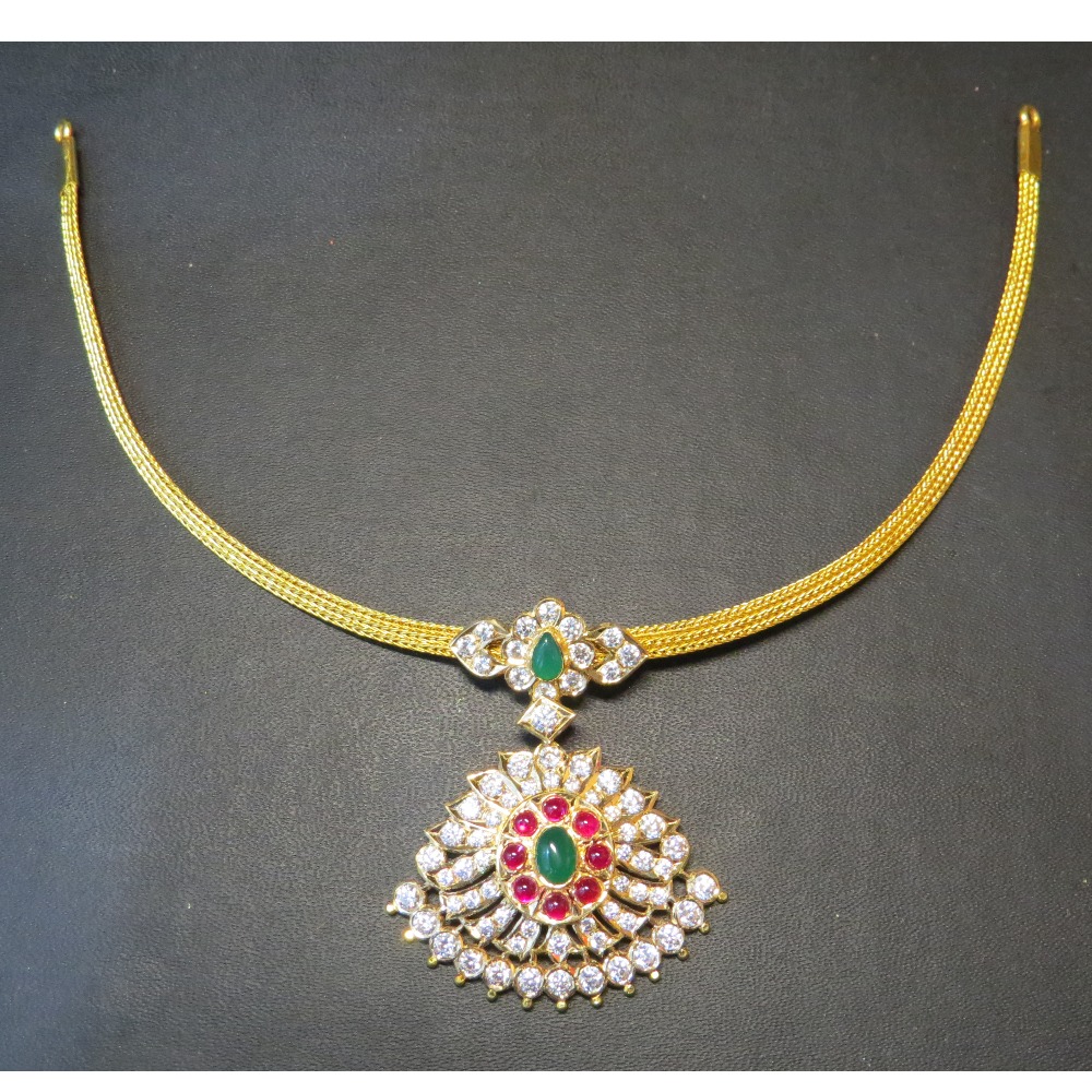 22kt gold close setting CZ Traditional South indian sarad Attigai(Adigai)