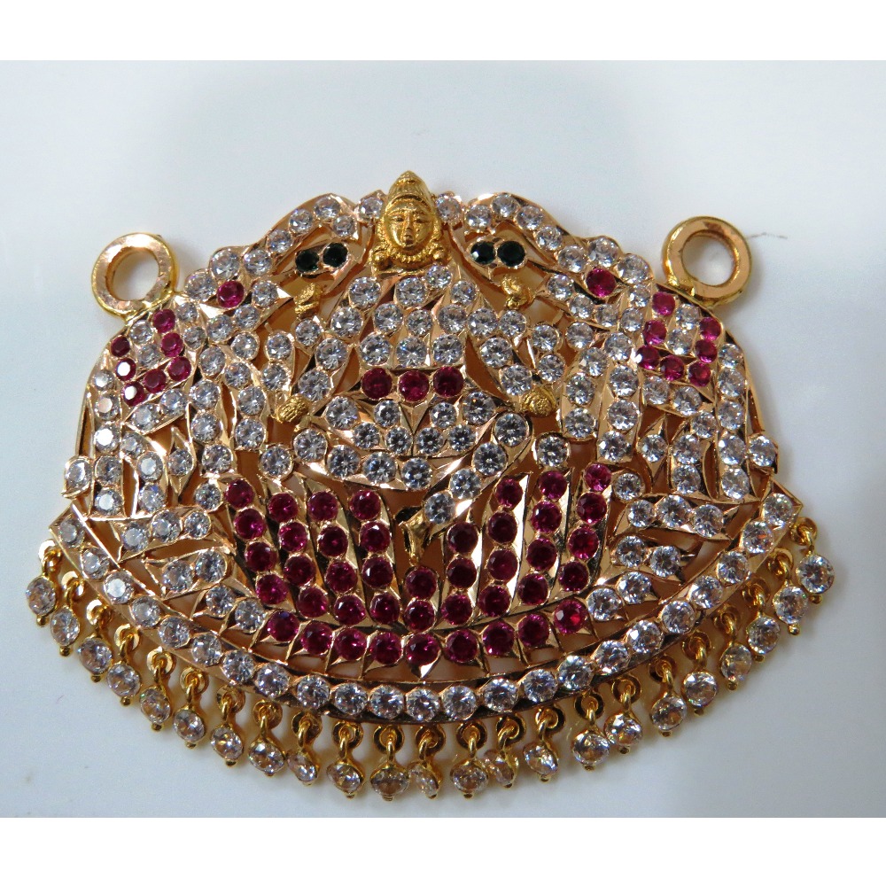 22kt gold close setting cz goddess laxmi(gajalaxmi) pendant