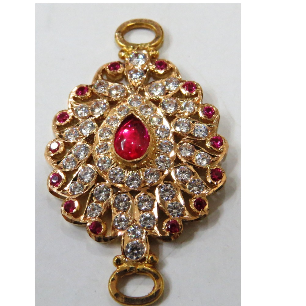22kt gold close setting CZ chain side pendant(moguppu) hmp-003