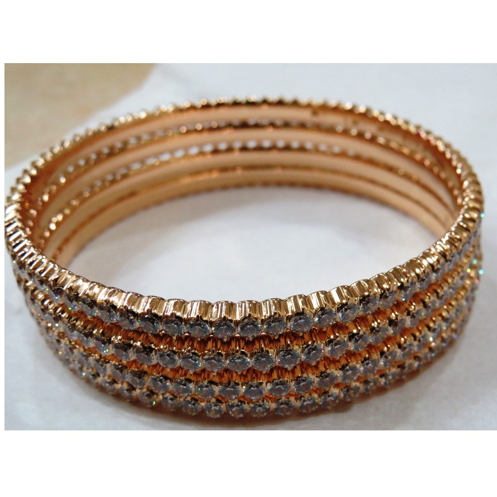 22kt gold close setting cz single stone pinji bangle bd-001