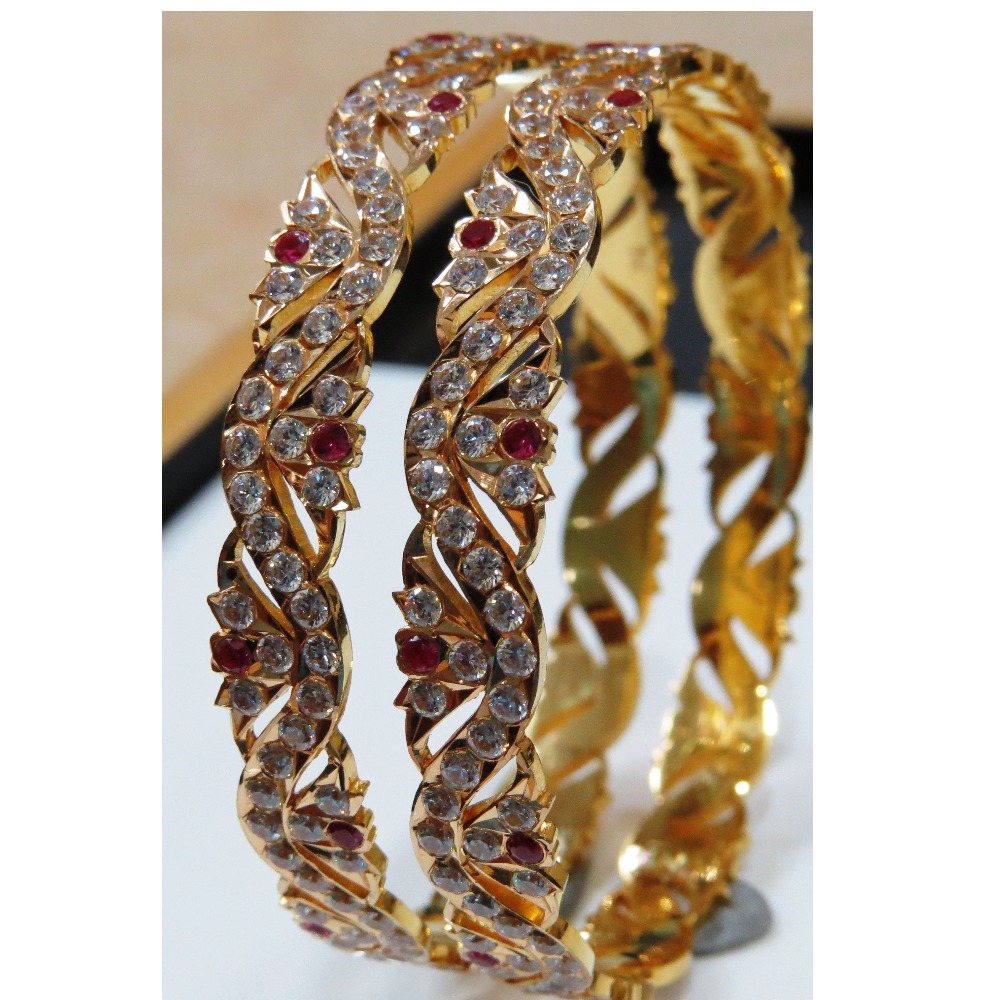 22kt gold close setting fancy Zig-Zag design cz bangle bg-001