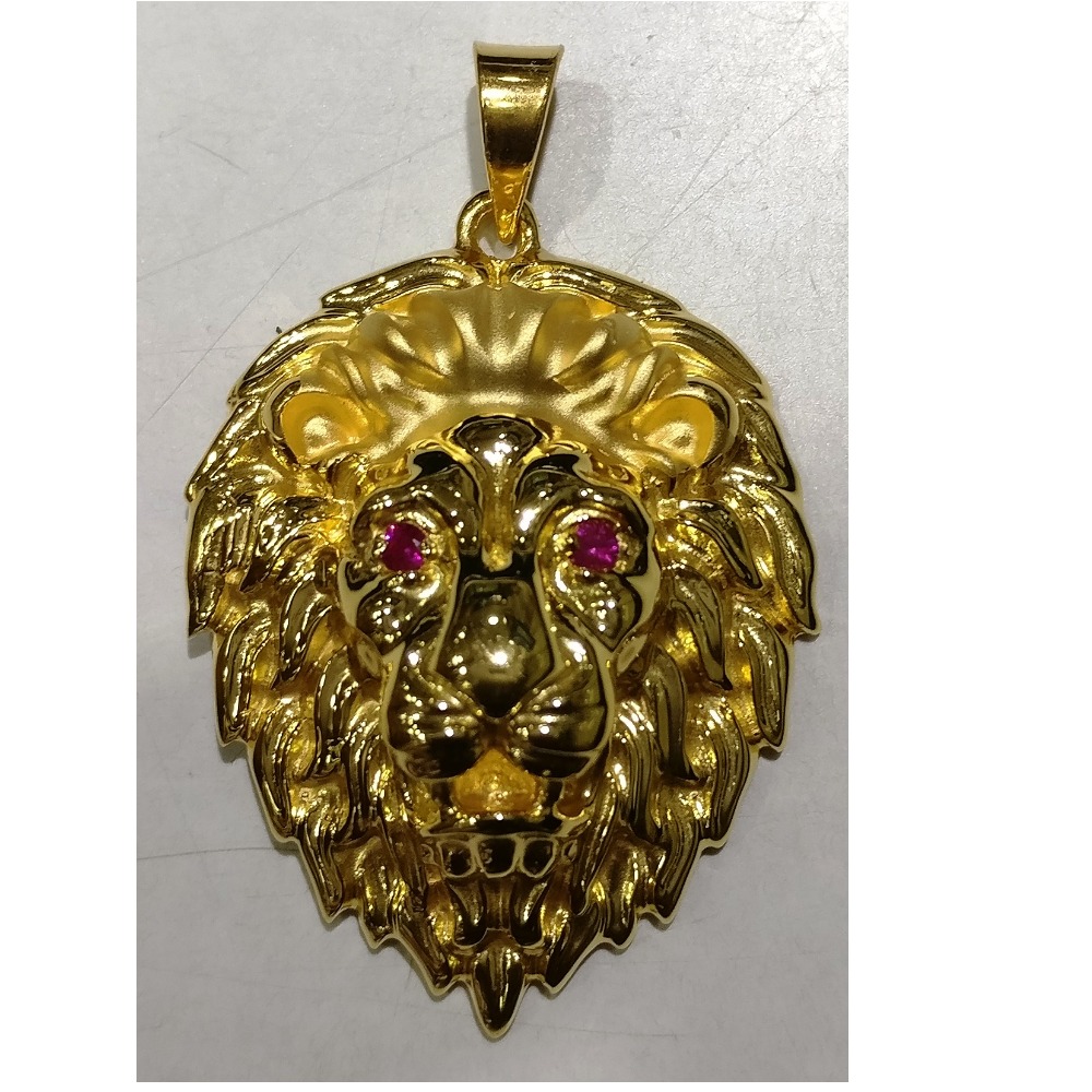 22kt gold casting plain lion pendant for gents