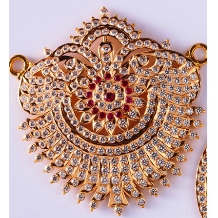 22kt gold CZ Handmade traditional light weight pendant for wedding mv-p10