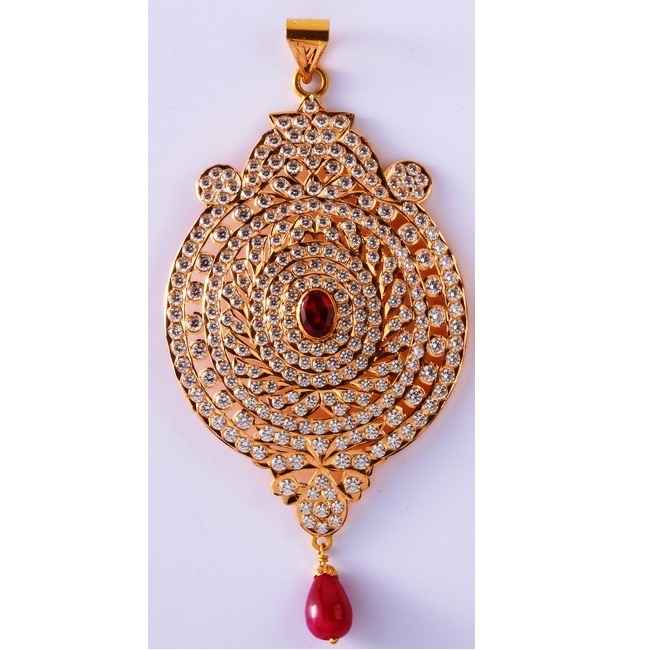 22kt gold cz close setting light weight classic pendant for wedding mv-p07