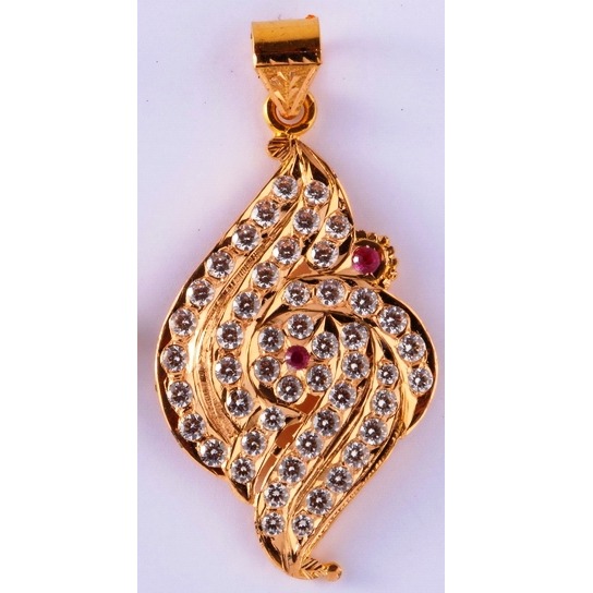 22kt gold cz Close setting Light weight indian design pendant for women mv-p06