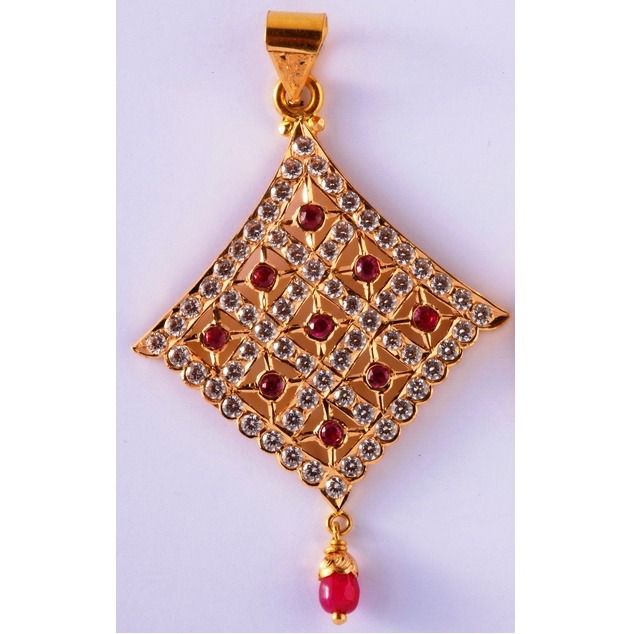 22KT gold cz close setting light weight diamond shape pendant for women mv-p05