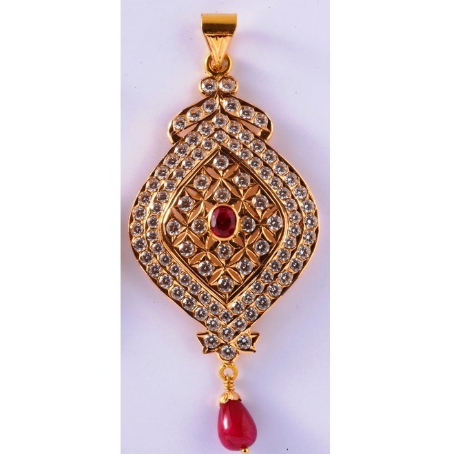 22kt gold cz close setting light weight stylish handmade pendant mv-p04